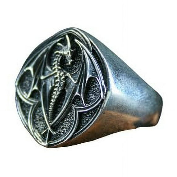 Roarsilver Dragon Seal Elegance: 925 Sterling Silver Dragon Symbol Ring | 9