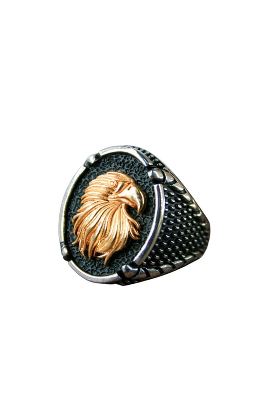 Eagle Model Ring-925k Unisex Silver Jewelry-Vintage Gemstone Ring-Gift for Him and Her-925k Turkish Handmade Sterling Silver Red Zircon Ring | 15