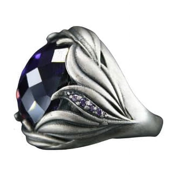 Roarsilver Elven Elegance: 925 Sterling Silver Ring with Amethyst Gemstone By Roar | 9.5