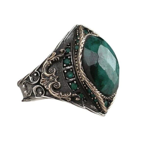 Roarsilver Emerald Stone Ring,Silver 925k Mens Ring,Handmade Ring,Jewelry Gift For Him an Her | 5