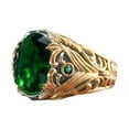 thumbnail image 1 of Roarsilver Enchanting Elf Ring in 925 Sterling Silver - Gold Plated with Green Zircon Gemstone | 15, 1 of 5