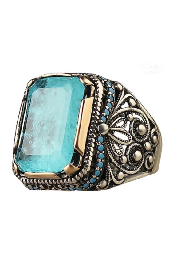 Handmade Natural Paraiba Ring-Unique Gemstone Ring-Gemstone Ring-Delicate Paraiba Ring-925k Silver Ring | 13.5