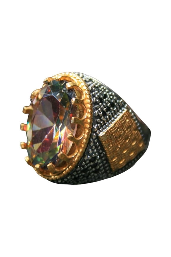 Mystic Topaz Silver Ring-Mens Handmade Ring-Men's Rings-Gift for Him and Her-925 Rings for Men-Handmade Mystic Topaz Ring-Men's Topaz Ring | 5.5