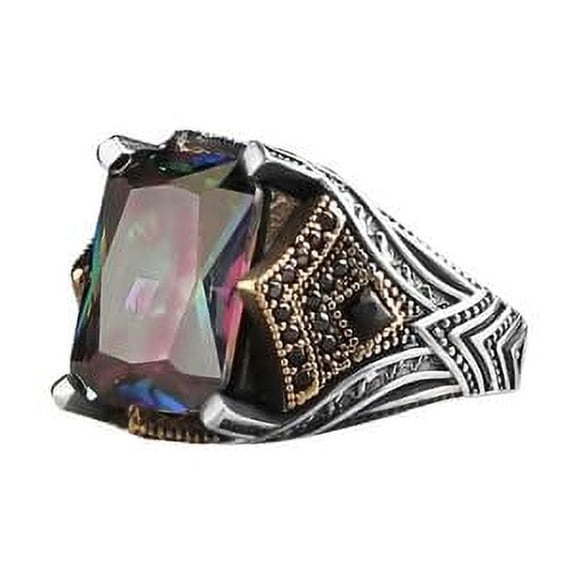 Roarsilver Mystic Topaz Silver Ring-Mens Handmade Ring-Men's Rings-Gift for Him and Her-925 Rings for Men-Handmade Mystic Topaz Ring-Men's Topaz Ring | 5