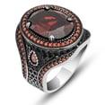 thumbnail image 1 of Roarsilver Passionate Beauty: 925 Sterling Silver Ring with Red Zircon Stone and Basket Weave Pattern | 8, 1 of 5