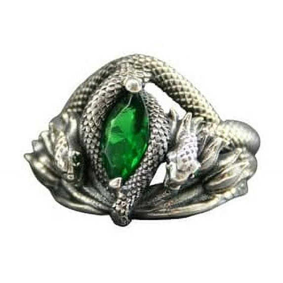 Roarsilver Ring Of Barahir-Mens Sterling Silver Emerald Ring-King Elessar Ring-Silver Green Emerald Stone Ring | 15