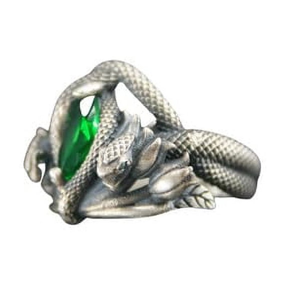 Roarsilver Ring Of Barahir-Mens Sterling Silver Emerald Ring-King Elessar Ring-Silver Green Emerald Stone Ring | 6