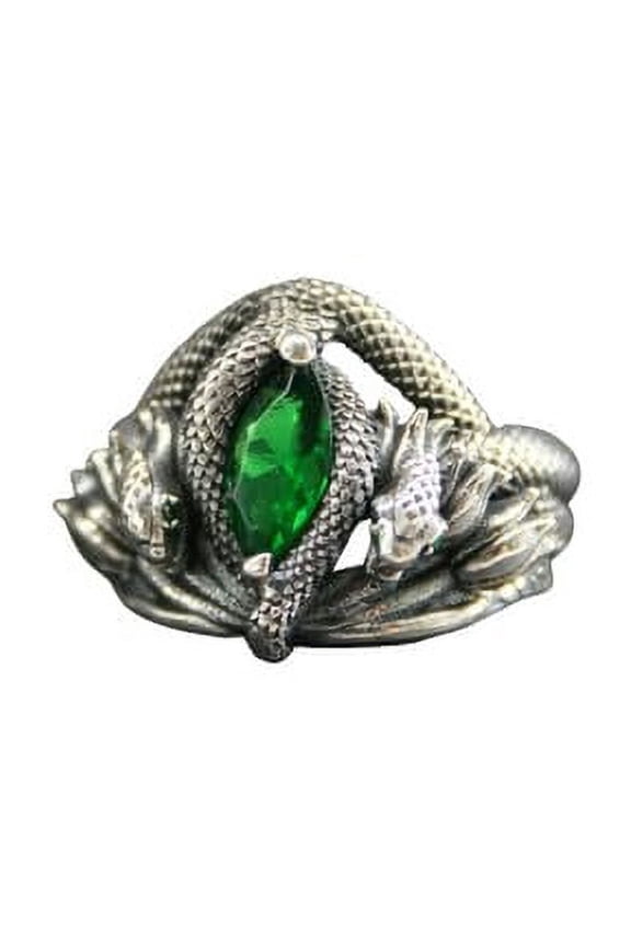 Ring Of Barahir-Mens Sterling Silver Emerald Ring-King Elessar Ring-Silver Green Emerald Stone Ring | 8