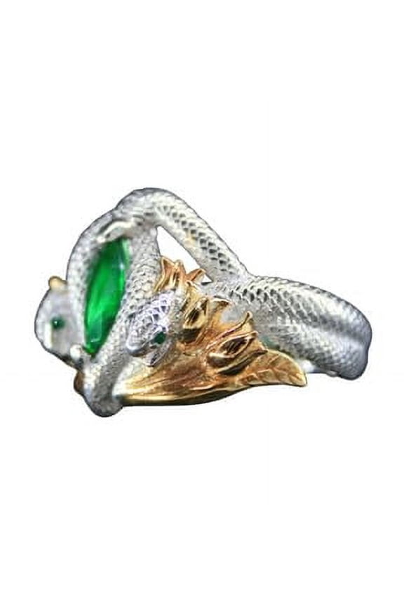 Ring Of Barahir-Mens Sterling Silver Emerald Ring-King Elessar Ring-Silver Green Emerald Stone Ring Gold Plated | 10