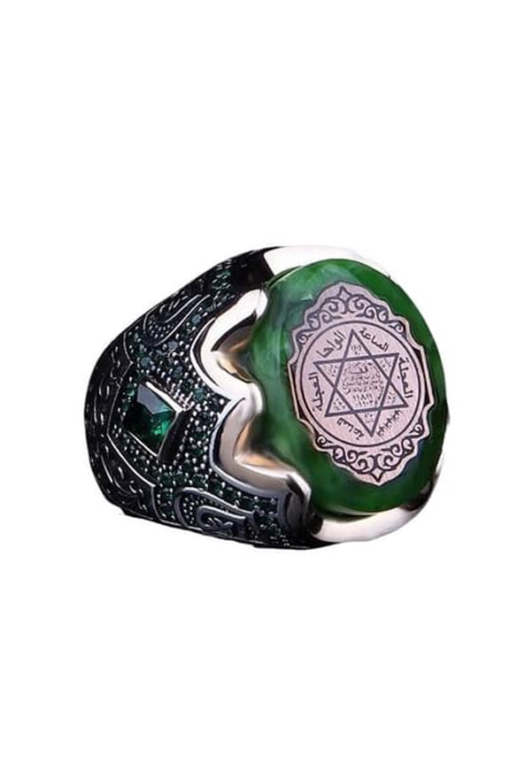 Seal of Solomon-Star of David Ring-Handmade Mens Ring-Agate Stone Ring-Signet Ring Mens-Jewelry Gift For Mens-Silver Rings for Men-Agate Wedding Ring | 13.5