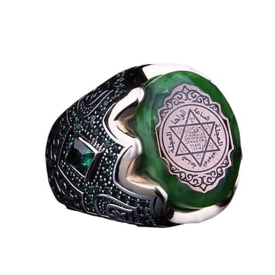 Roarsilver Seal of Solomon-Star of David Ring-Handmade Mens Ring-Agate Stone Ring-Signet Ring Mens-Jewelry Gift For Mens-Silver Rings for Men-Agate Wedding Ring | 9.5