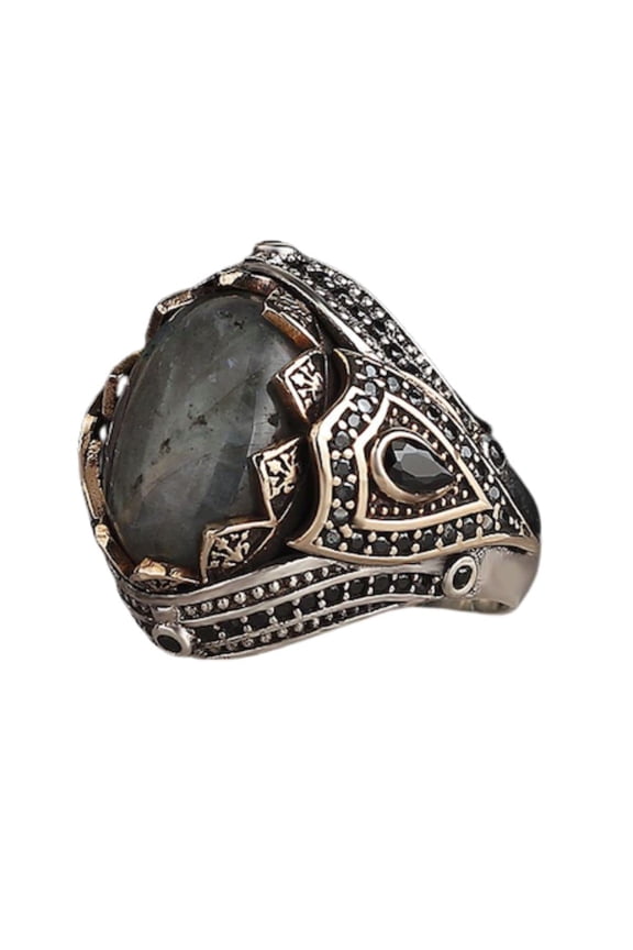 Silver 925k Mens Ring,Handmade Mens Ring,Natural Labradorite Stone,Jewelry Gift For Mens | 8.5