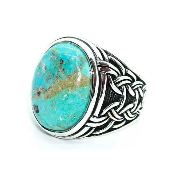 Roarsilver Silver 925k Mens Ring,Handmade Mens Ring,Natural Turquoise Stone,Jewelry Gift For Mens AMZH100 | 5
