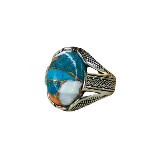 Roarsilver Silver 925k Ring, Handmade Ring, Natural Turquoise Stone,Jewelry Gift For Mens and Womens | 12.5