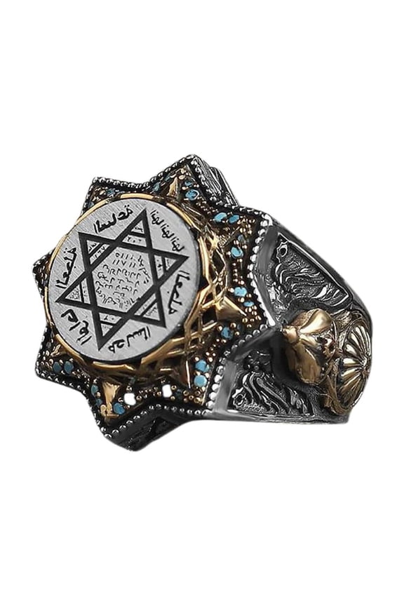 Suleiman's Seal: 925 Sterling Silver Ring Adorned with Blue Zircon Stone | 7