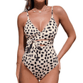 thumbnail image 1 of Roaso Women's Sexy One-piece Swimsuit Leopard Waist Tie Swimwear, 1 of 7