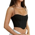 thumbnail image 1 of Roaso Women's Spaghetti Strap Corset Crop Top Asymmetrical Hem Cami Tops, 1 of 8