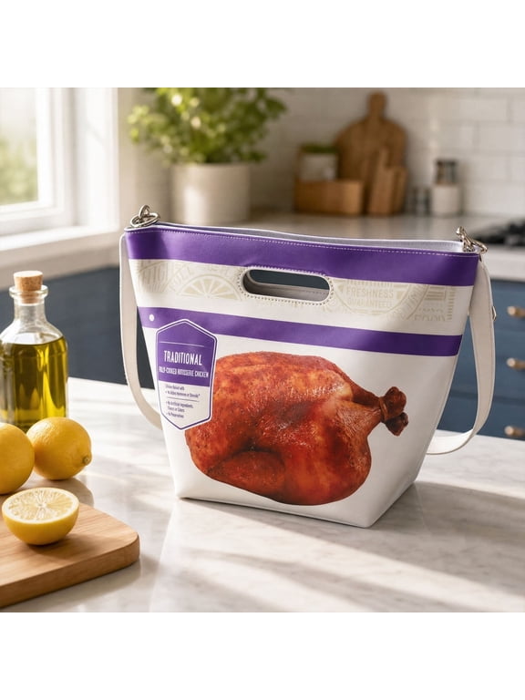 Roast Chicken Print Cloth Tote Bag, Purple