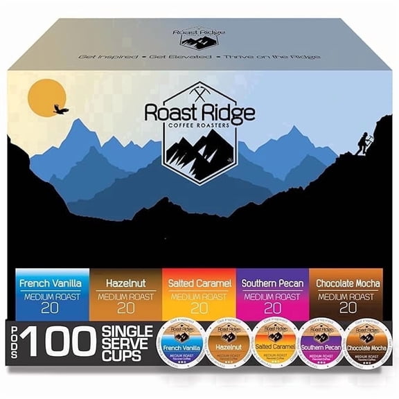 Roast Ridge Coffee Pods for Keurig K-Cup Brewers, Medium Roast, Variety Pack, 100 count