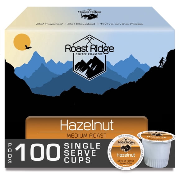 Roast Ridge Single Serve Coffee Pods for Keurig K-Cup Brewers, Hazelnut Blend, Medium Roast, 100 Ct