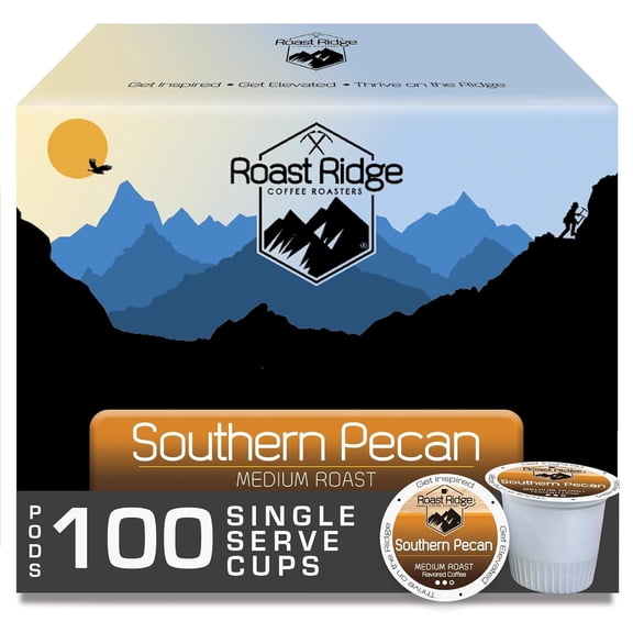 Roast Ridge Single Serve Coffee Pods for Keurig K-Cup Brewers, Southern Pecan, Medium Roast, 100 Count