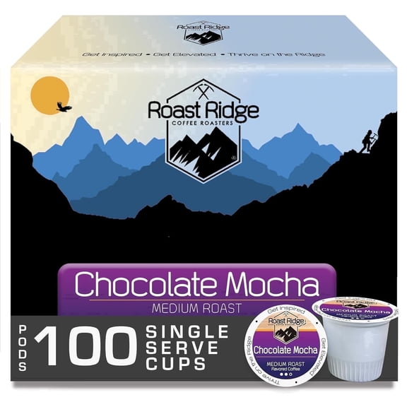 Roast Ridge Single Serve Coffee Pods for Keurig K-Cup Brewers, Chocolate Mocha, Medium Roast, 100 ct