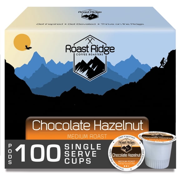 Roast Ridge Single Serve Coffee Pods for Keurig K-cup Brewers, Chocolate Hazelnut Blend, Medium Roast, 100 Count