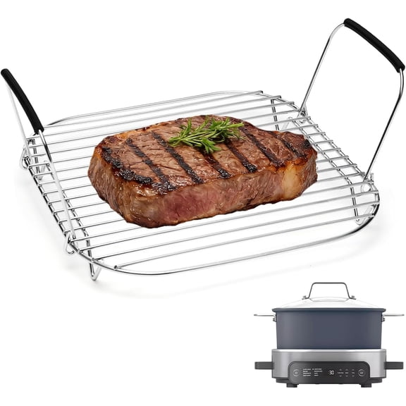 Roast and Steamer Rack Compatible with Foodi Possible Cooker Pro 6.5Qt MC1101 Slow Cooker Crock, Crockpot Slow Cooker, Stainless Steel Rack with Handles