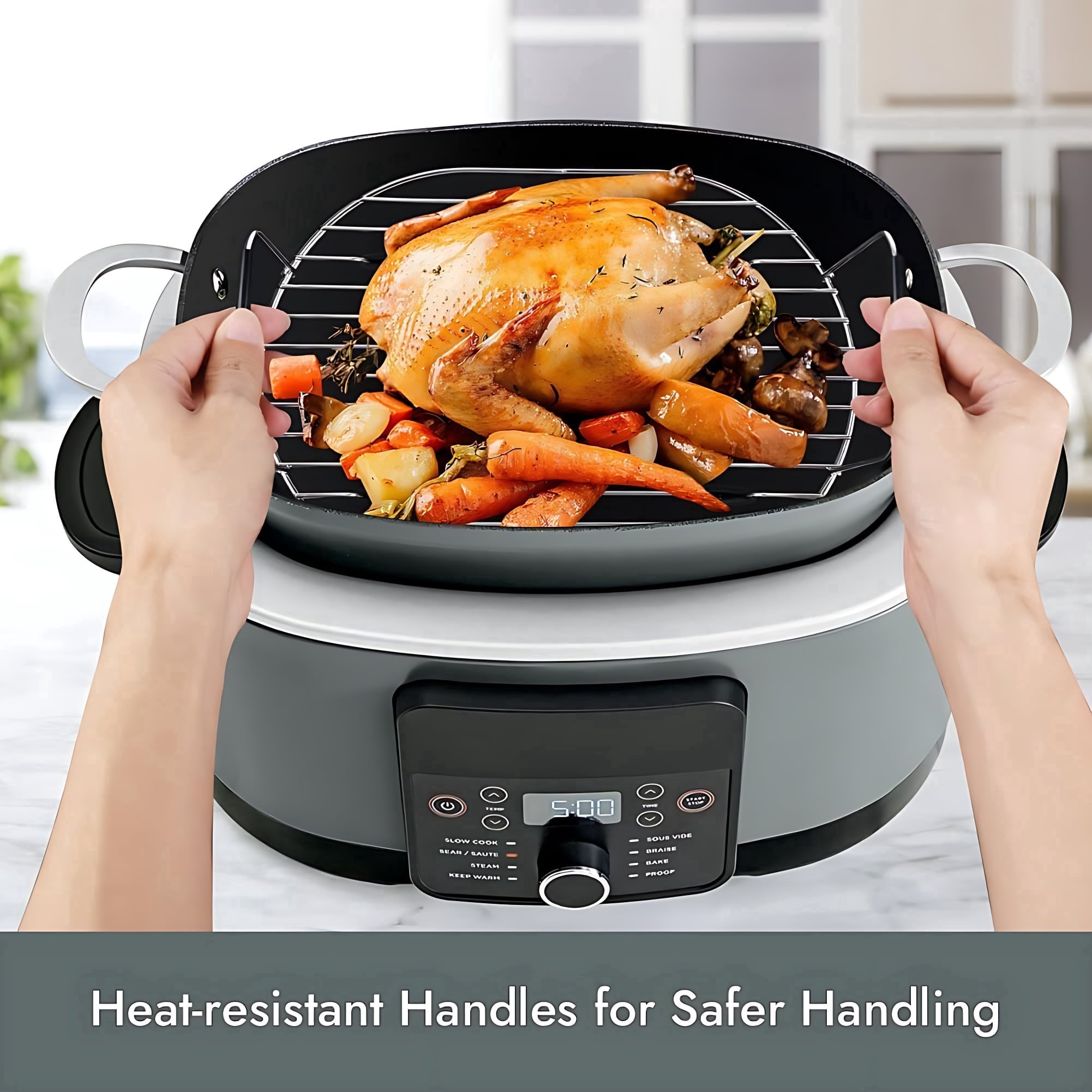 Slow Cooker Rack Insert Roast and Steamer Rack Compatible with Ninja Foodi Possible Cooker Pro ...