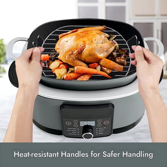Roast and Steamer Rack Compatible with Ninja Foodi Possible Cooker Pro 8.5 Quart MC1000, MC1001, MC1010 Slow Cooker Crock, Ninja Possible Cooker Pro Accessories with Silicone Feet & Handles