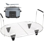 JKXTDKS Roast and Steamer Rack for Ninja Foodi Possible Cooker Pro 8.5 Quart MC1000 MC1001 MC1010, Slow Cooker Accessory with Silicone Feet and Handles