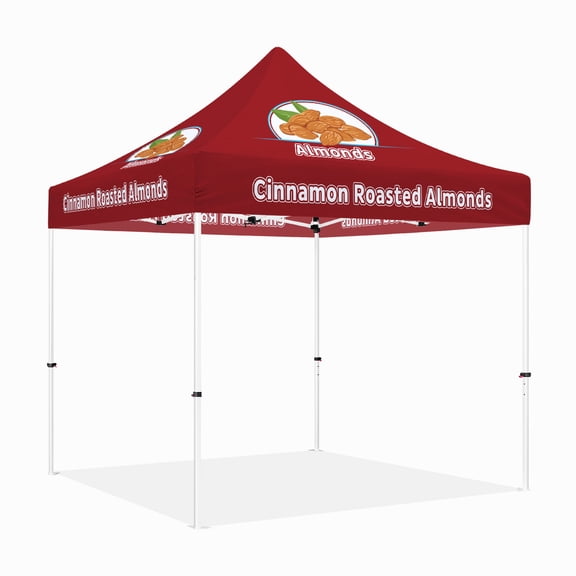 Roasted Almonds Tent 10x10 Custom Canopy, Waterproof Polyester & Aluminum Frame, Ideal Snack Vendor Canopy Tent for Christmas Market, Holiday Events