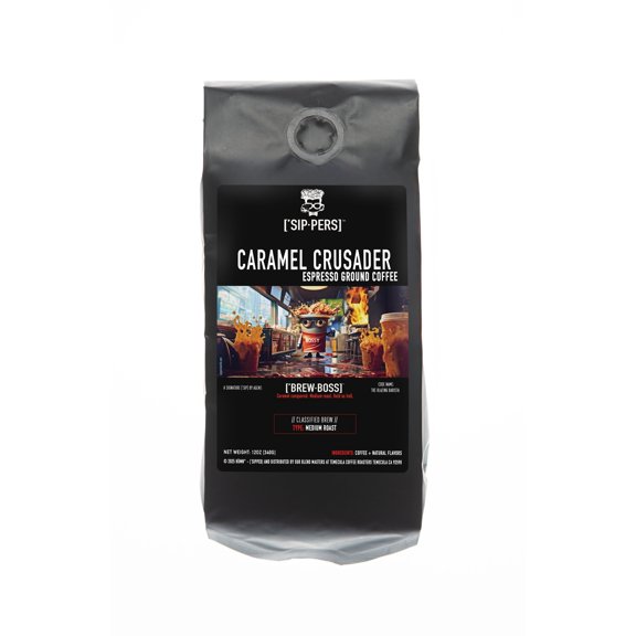 Roasted Caramel Coffee - ['BREW-BOSS]'s CARAMEL CRUSADER, Rich Caramel Flavor, Versatile Brew, 12oz by ['SIPPERS]