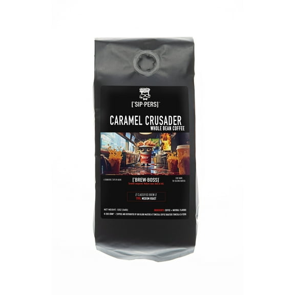Roasted Caramel Coffee - ['BREW-BOSS]'s CARAMEL CRUSADER, Rich Caramel Flavor, Versatile Brew, 12oz by ['SIPPERS]