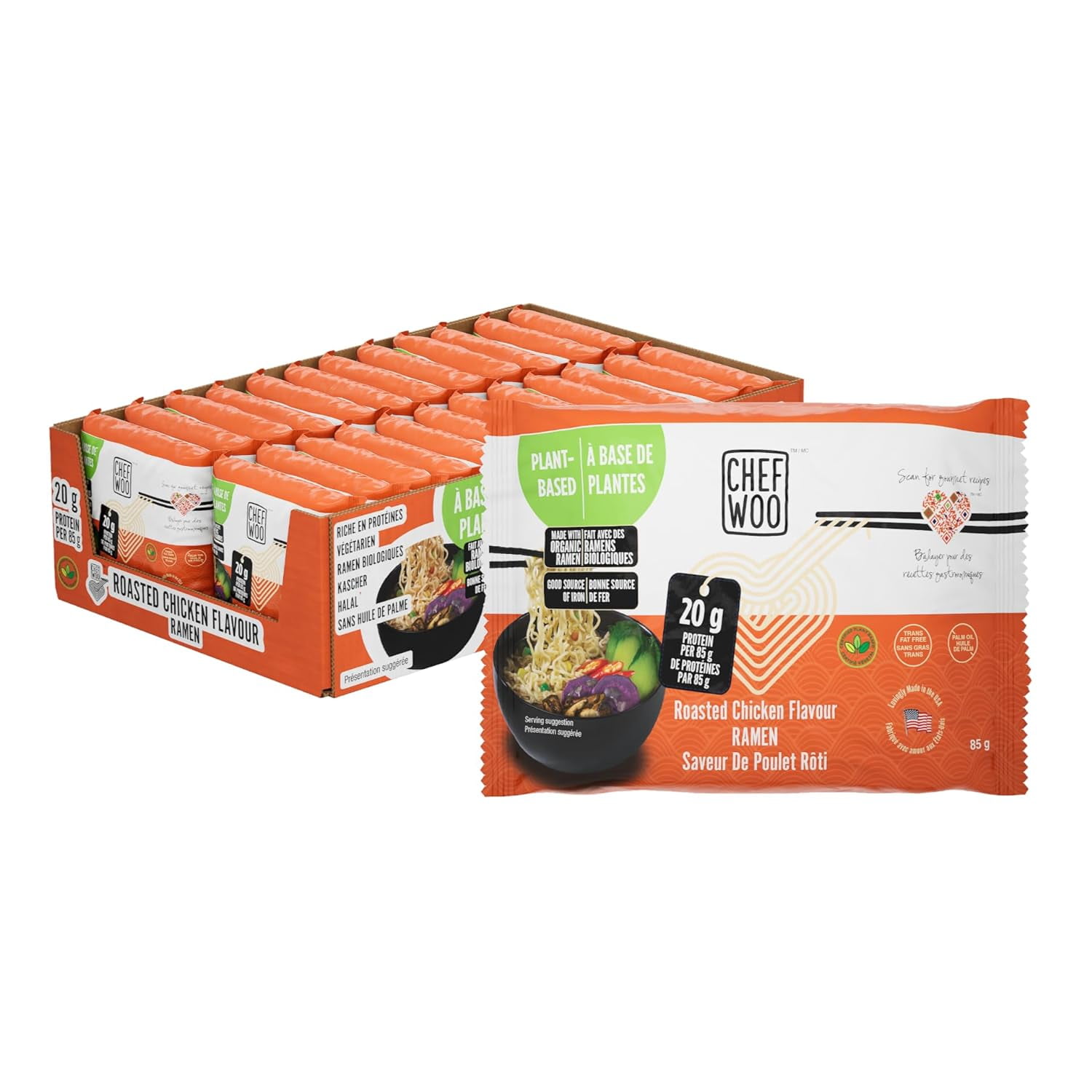 Roasted Chicken Ramen Packs Noodles (24 PACK), 20g of PlantBased