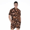 thumbnail image 1 of Roasted Coffee Bean Short Sleeve Men'S Rompers, Coffee Casual Summer Jumpsuits Outfit, 1 of 4