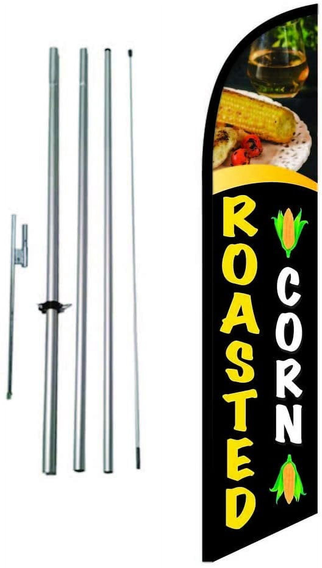 Roasted Corn Advertising Feather Banner Swooper Flag Sign with Flag Pole Kit and Ground Stake