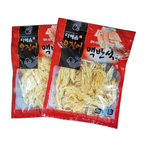 Roasted Dried Soft Squid Snack [3.52oz X 2 Bags] - Sliced Roasted Soft Squid Jerky for Adults & Kids - 17.2g Protein Per Serving - Perfect for Snacking - Korean Snack by Gangwon Export