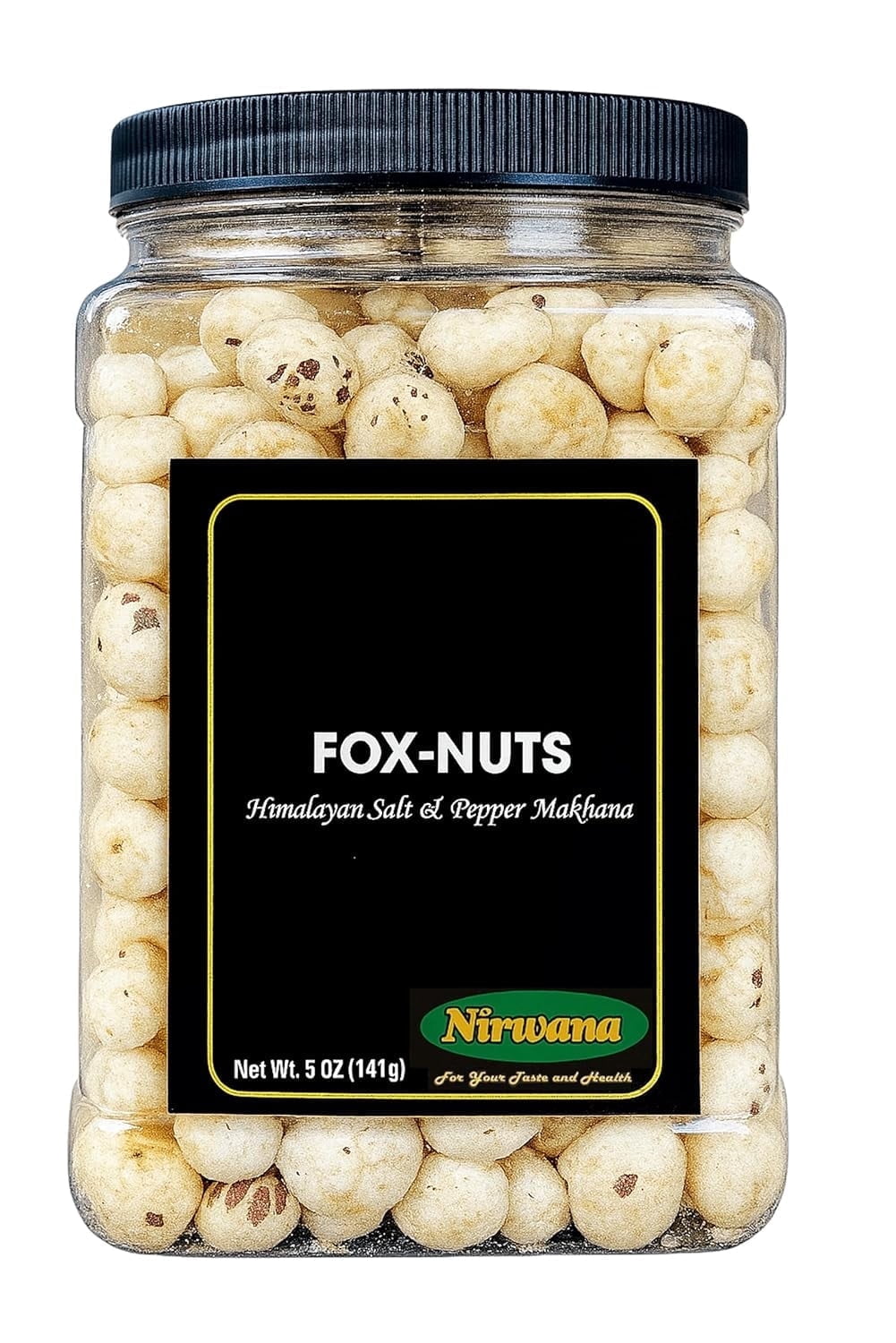 Roasted Fox Nuts Makhana Snack Lightly Salted Plant-Based Protein Low Calorie Himalayan Salt & Pepper 5oz
