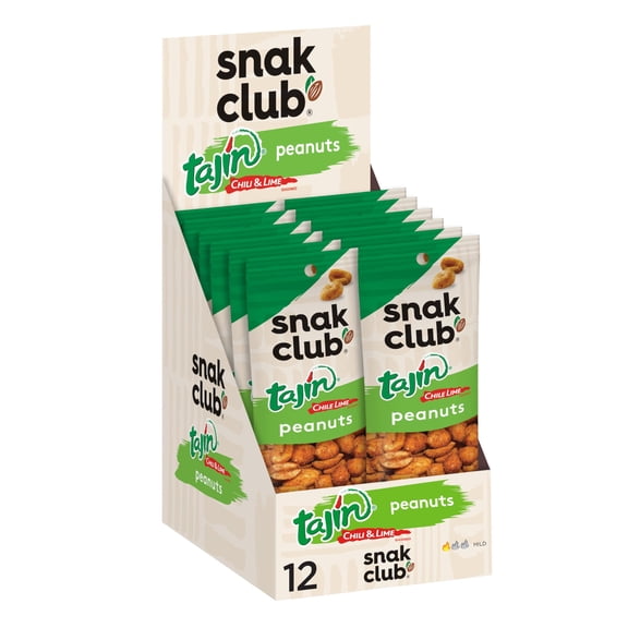 Snak Club Tajin Mild 12 Pack Chili & Lime Flavored Peanuts 12 - 1.5 oz Packages