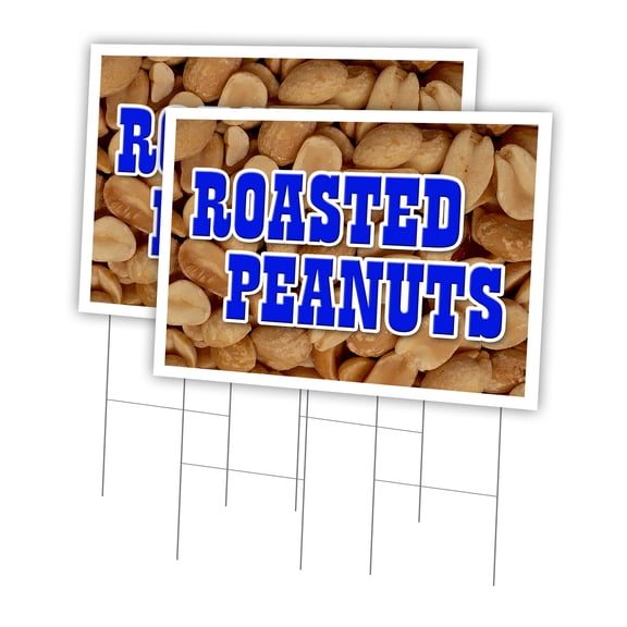 Roasted Peanuts1 2 Pack Of 24" x 36" Yard Sign & Stake | Advertise Your Business | Stake Included Image On Both Sides | Made in The USA