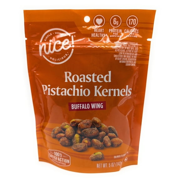 Roasted Pistachio Kernels Buffalo Wing Flavored, 6g Protein Per Serving, Nice 5oz Bag