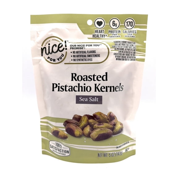 Roasted Pistachio Kernels Sea Salt Flavored, 6g Protein Per Serving, Nice 5oz Bag