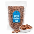 thumbnail image 1 of Roasted Salted Almonds, Crunchy Whole Nuts, Savory Snack, 1 lb Bag, 1 of 1