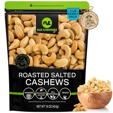Nut Cravings Roasted Cashews Lightly Salted, Whole (16oz - 1 lbs)