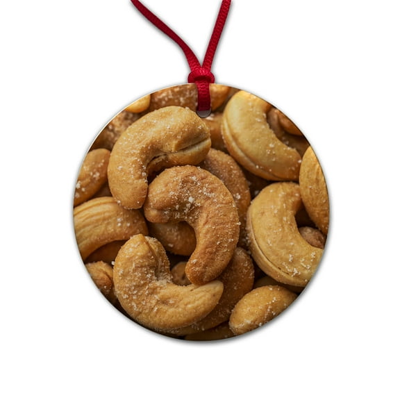 Roasted Salted Cashews Nuts Christmas Tree Holiday Round Ceramic Ornament