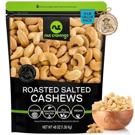 Nut Cravings Roasted Cashews Lightly Salted, Whole (48oz - 3 lbs)