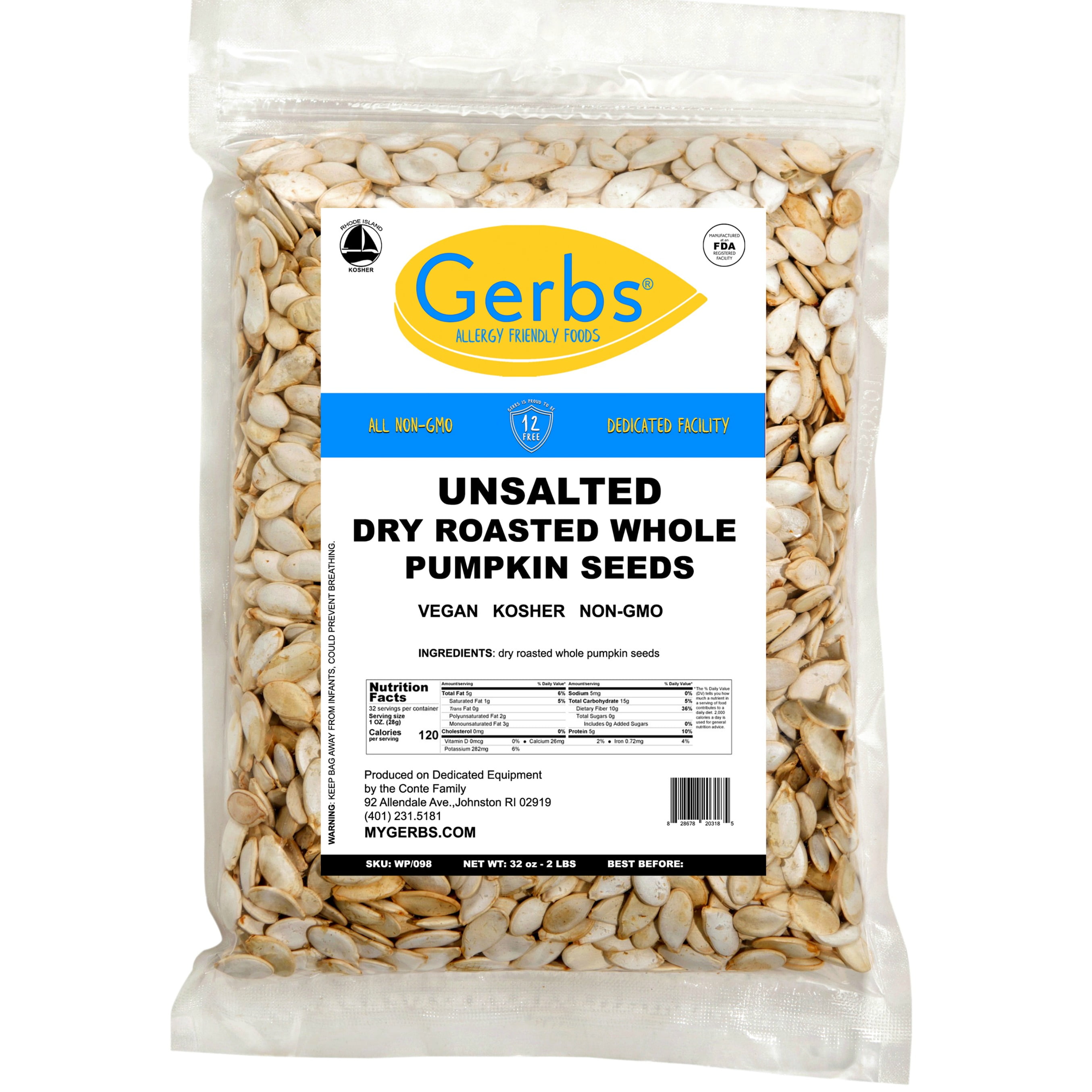 Roasted Unsalted Pumpkin Seeds In Shell by Gerbs 2 LBS. Top 14 Food
