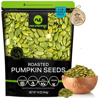 Nut Cravings Roasted & Unsalted Pumpkin Seeds, Pepitas, No Shell (16oz - 1 lbs)