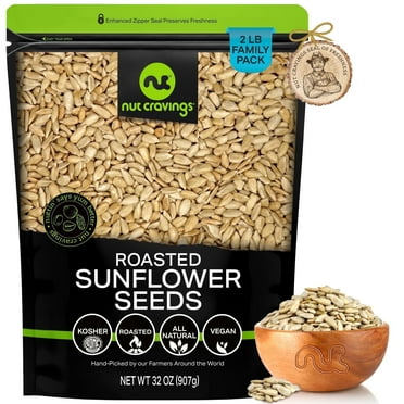 Nut Cravings Roasted Unsalted Sunflower Seeds Kernels Edible No Shell (32oz - 2 lbs)